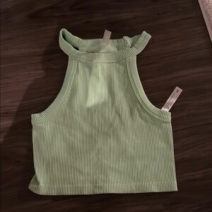 Stylish Mint Green Ribbed Tank Top